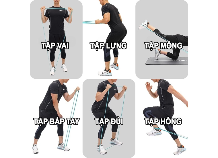 BỘ 6 DÂY ĐÀN HỒI KHÁNG LỰC TẬP YOGA, GYM