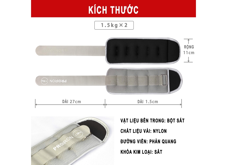 TẠ TÚI CÁT ĐEO CỔ TAY/CHÂN- 1.5KG