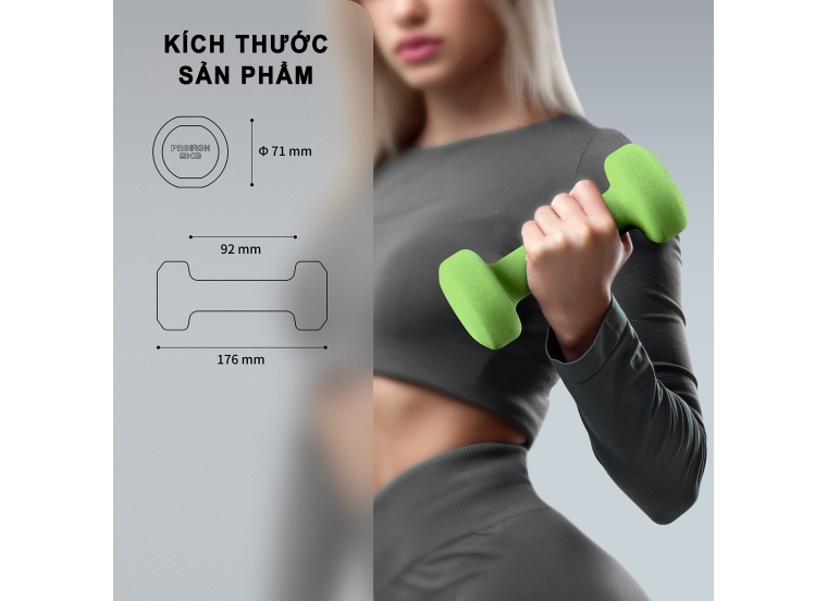 TẠ TAY NHÚNG NHỰA NHÁM- 2KG