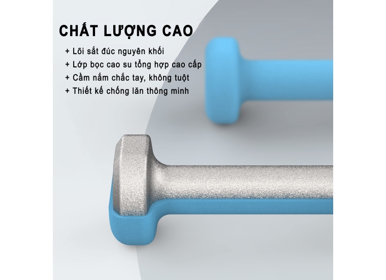 TẠ TAY NHÚNG NHỰA NHÁM- 1KG- MÀU XANH